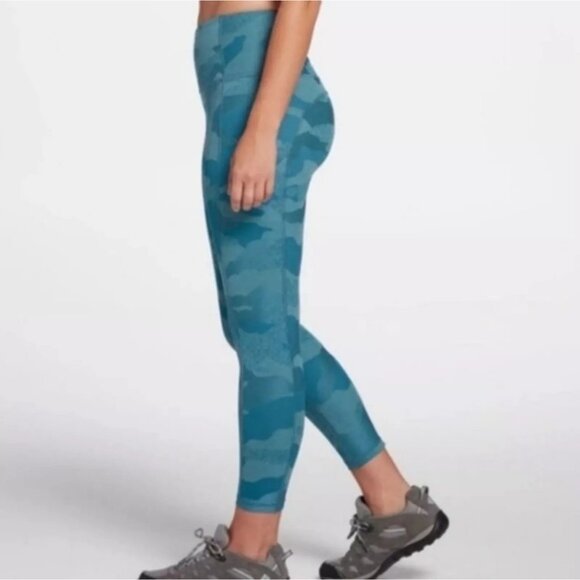 The North Face Luxe Motivation Leggings Aqua Blue Camo Jacquard Print Size XSmal - Picture 2 of 9
